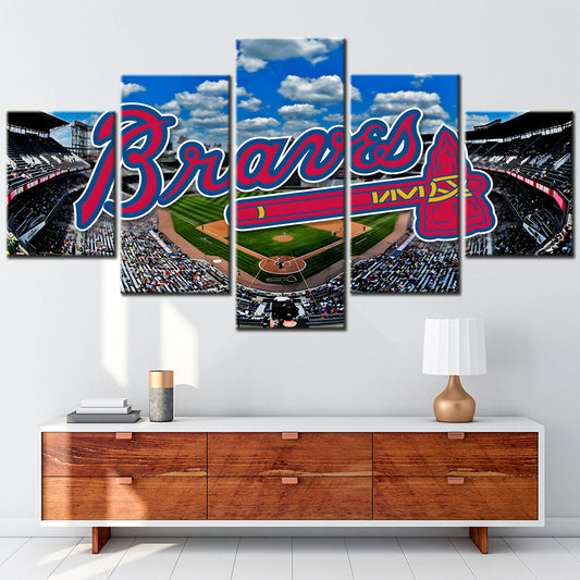 Baseball - 5 Pieces Wall Art - BB5007 - Atlanta Braves Baseball Stadium - Baseball Poster - Baseball Canvas