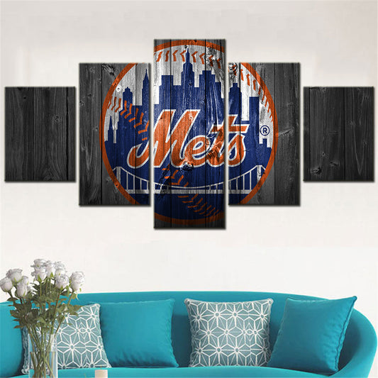 Baseball Canvas Wall Art - BB5014 - New York Mets Wood