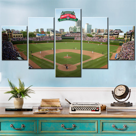 Baseball - 5 Pieces Wall Art - BB5016 - Wrigley Field - Home Of The Cubs - Chicago Cubs - Baseball Poster - Baseball Canvas