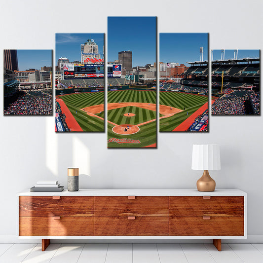 Baseball - 5 Pieces Wall Art - BB5018 - Progressive Field - Cleveland Indians Baseball Stadium - Philadelphia Phillies - Baseball Poster - Baseball Canvas