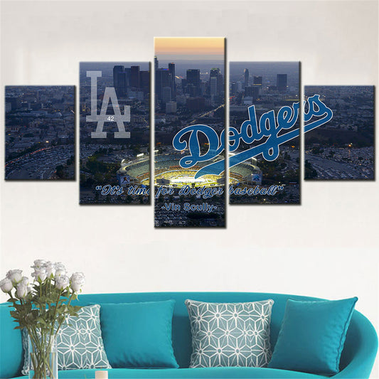 Baseball - 5 Pieces Wall Art - BB5003 - Los Angeles Dodgers - It's Time For Dodger Baseball - Baseball Poster - Baseball Canvas