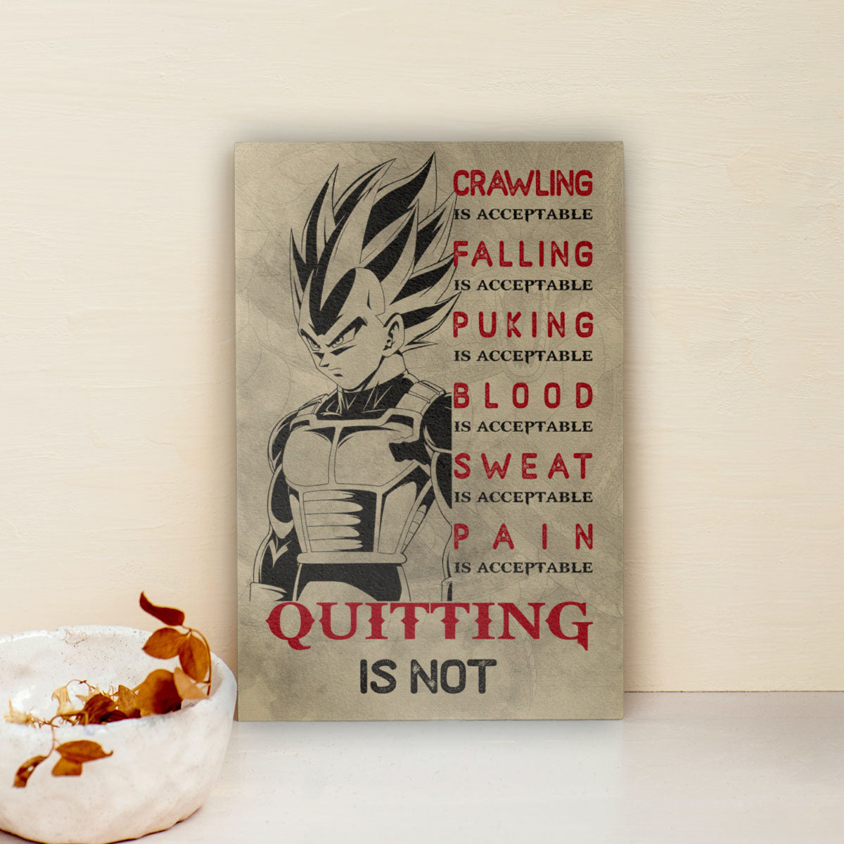 Dragon Ball Canvas Wall Art - DR014 - Super Saiyan Vegeta - Quitting Is Not