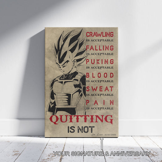 Dragon Ball Canvas Wall Art - DR014 - Super Saiyan Vegeta - Quitting Is Not