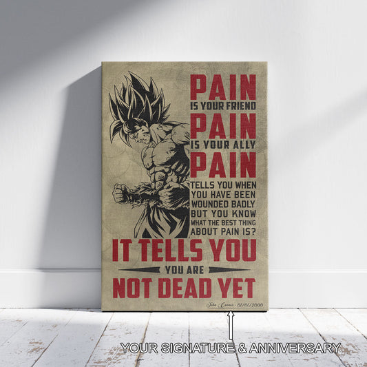 Dragon Ball Canvas Wall Art - DR018 - Super Saiyan Goku - Pain Is Your Friend