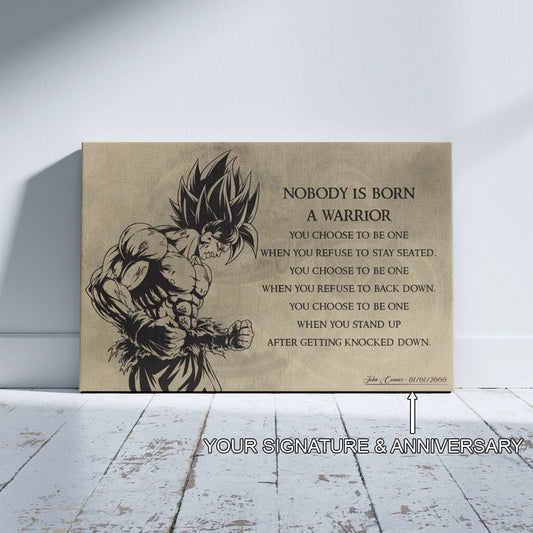 Dragon Ball Canvas Wall Art - DR020 - Super Saiyan Goku - Nobody Is Born A Warrior