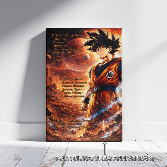 Dragon Ball Canvas Wall Art - DR080 - Goku - 7 Virtues of a Warrior - 5 Keys to Health