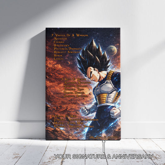 Dragon Ball Canvas Wall Art - DR081 - Vegeta - 7 Virtues of a Warrior - 5 Keys to Health