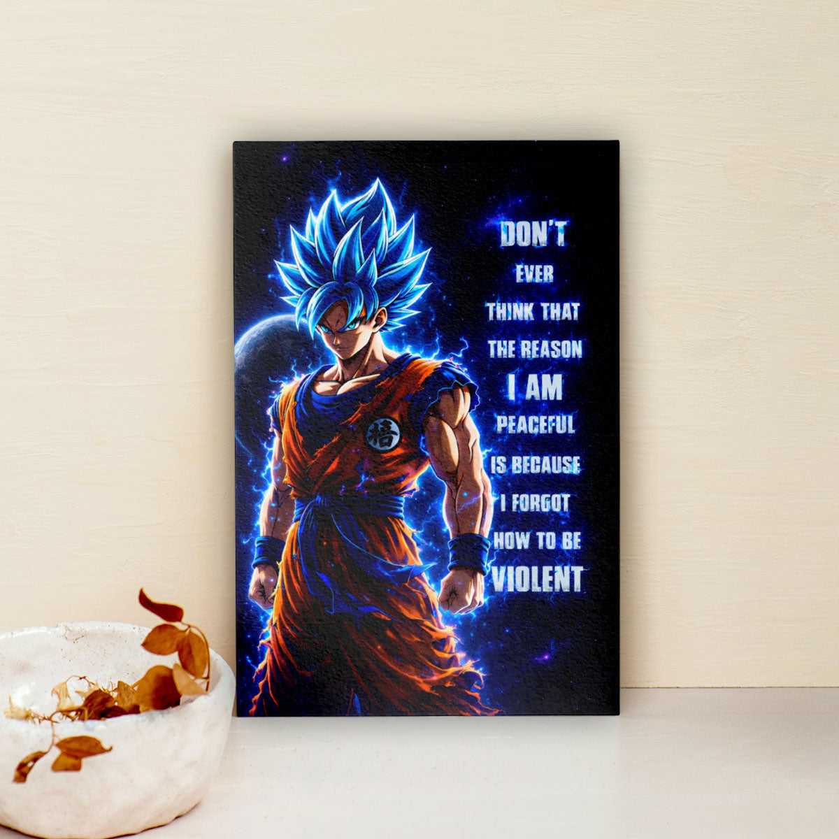 Dragon Ball Canvas Wall Art - DR082 - Super Saiyan Blue Goku - I Forgot How to be Violent