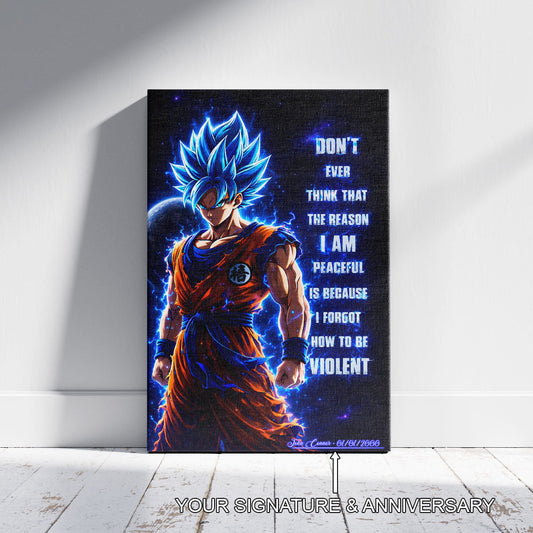 Dragon Ball Canvas Wall Art - DR082 - Super Saiyan Blue Goku - I Forgot How to be Violent