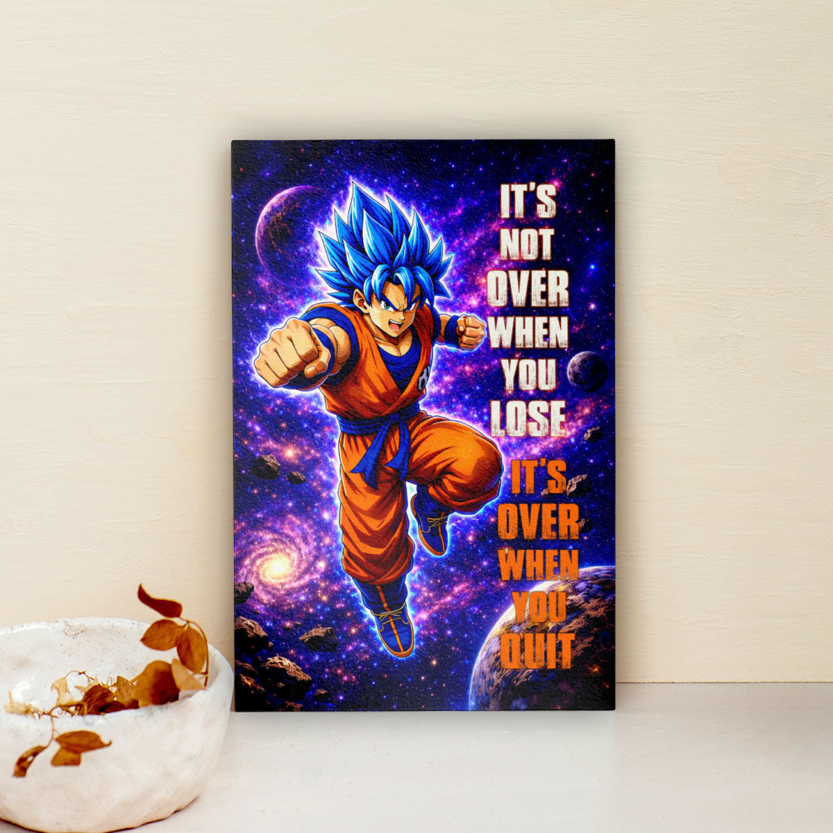 Dragon Ball Canvas Wall Art - DR084 - Super Saiyan Blue Goku - It's Not Over When You Lose