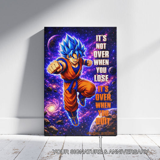 Dragon Ball Canvas Wall Art - DR084 - Super Saiyan Blue Goku - It's Not Over When You Lose