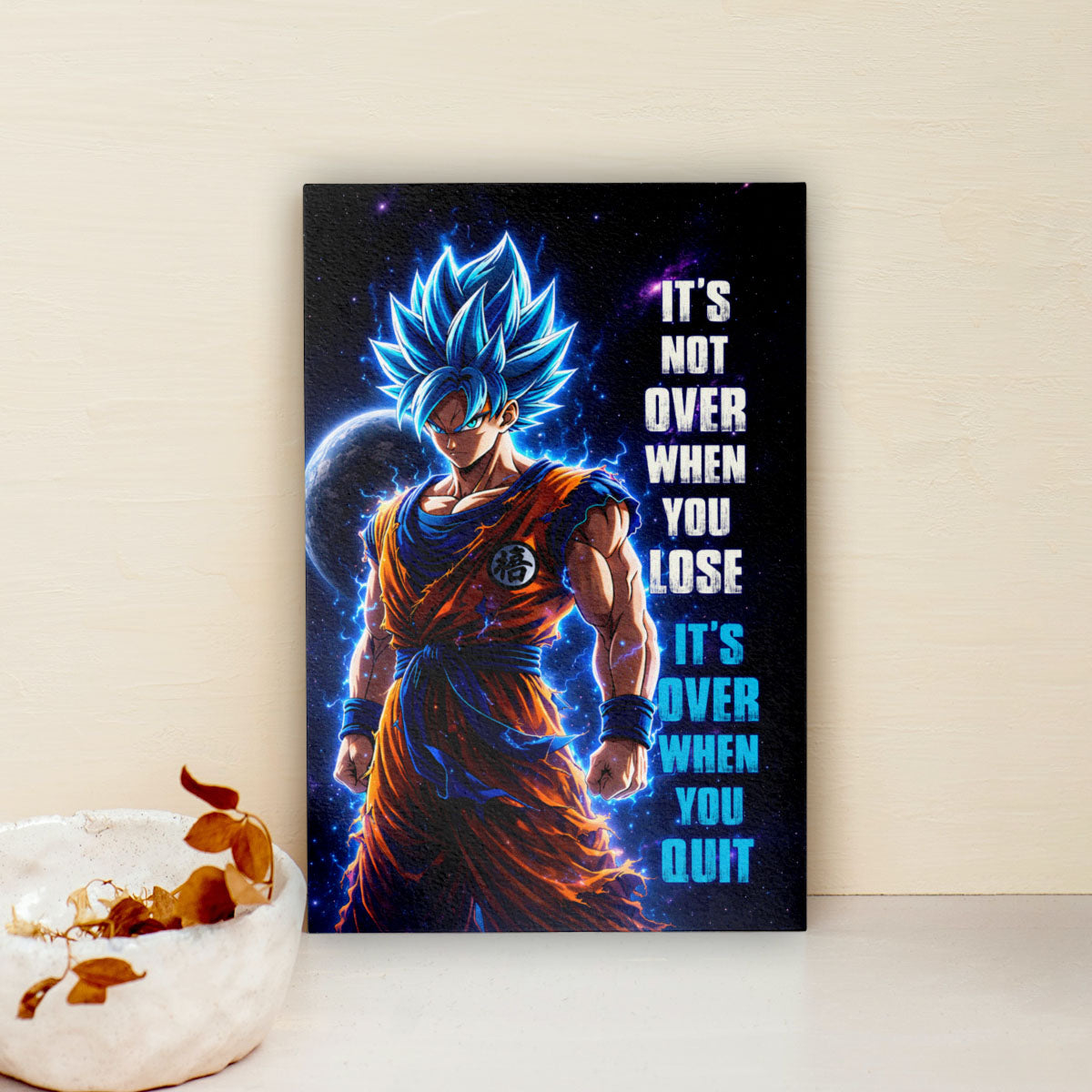 Dragon Ball Canvas Wall Art - DR085 - Super Saiyan Blue Goku - It's Not Over When You Lose