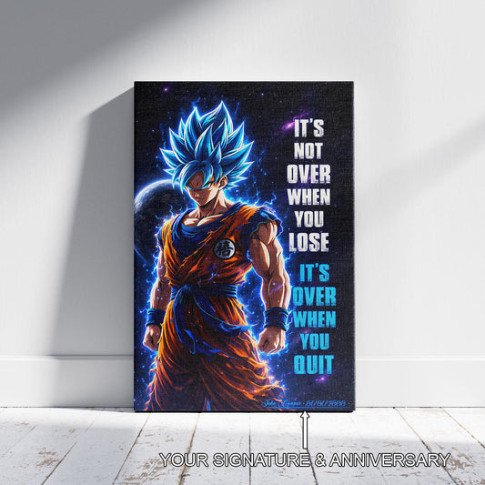 Dragon Ball Canvas Wall Art - DR085 - Super Saiyan Blue Goku - It's Not Over When You Lose