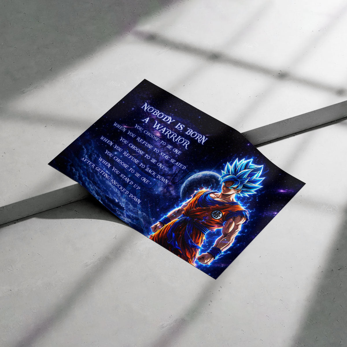 Dragon Ball Canvas Wall Art - DR093 - Super Saiyan Blue Goku - Nobody Is Born A Warrior