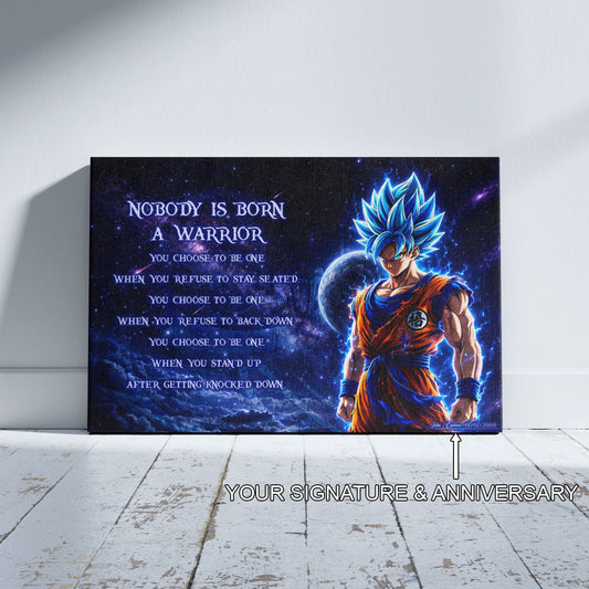 Dragon Ball Canvas Wall Art - DR093 - Super Saiyan Blue Goku - Nobody Is Born A Warrior
