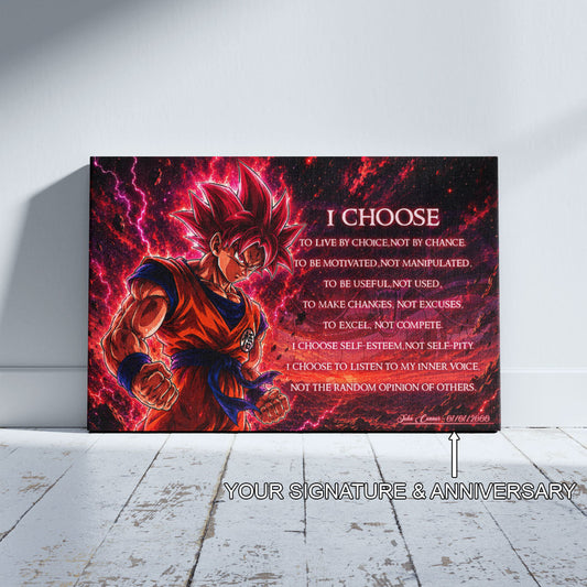 Dragon Ball Canvas Wall Art - DR095 - Super Saiyan God Goku - I Choose