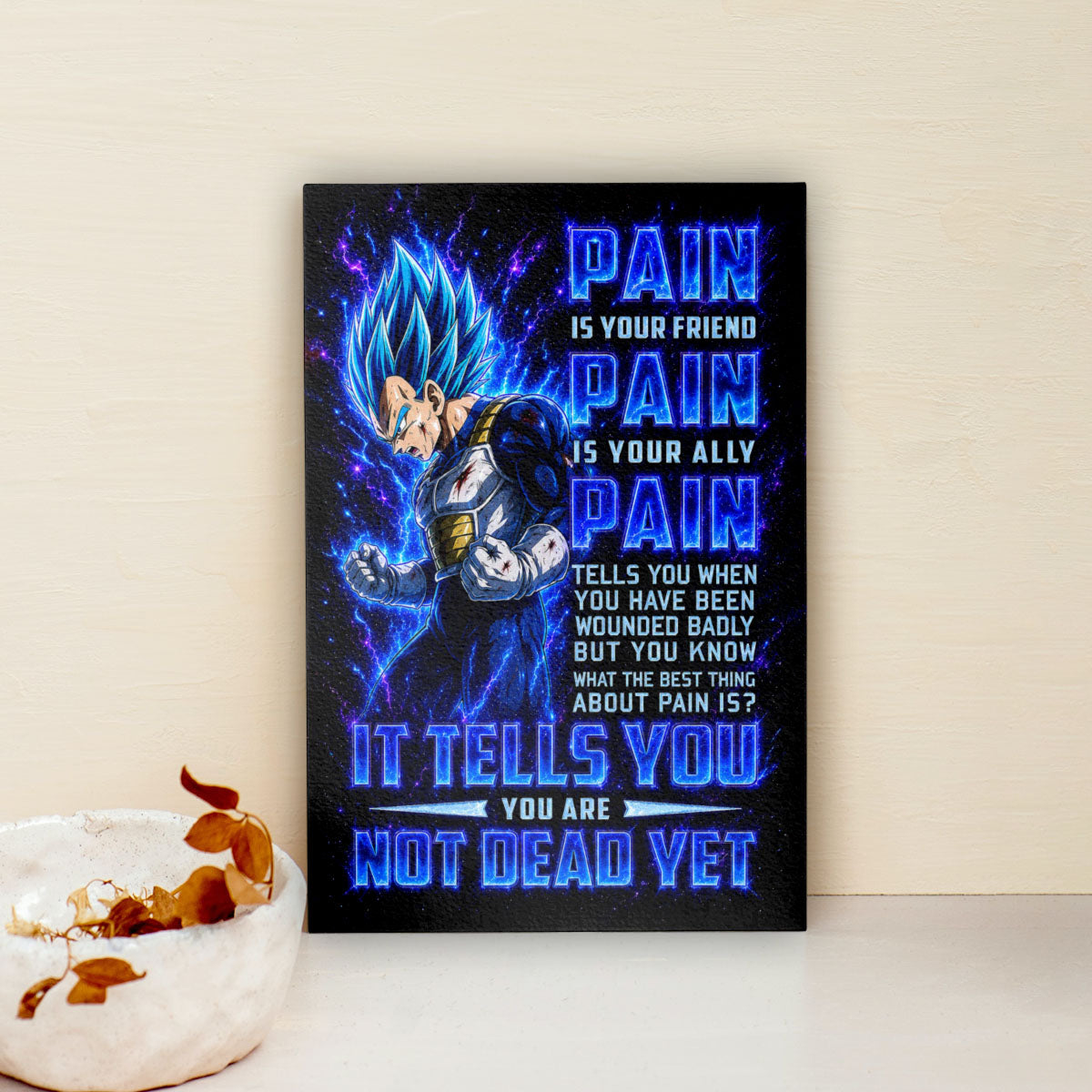 Dragon Ball Canvas Wall Art - DR101 - Super Saiyan Blue Vegeta - Pain Is Your Friend