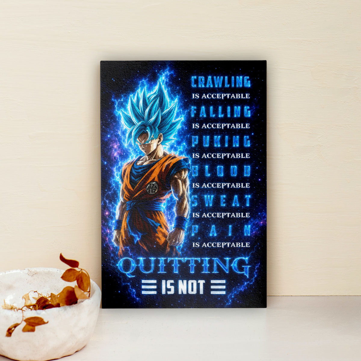 Dragon Ball Canvas Wall Art - DR103 - Super Saiyan Blue Goku - Quitting Is Not