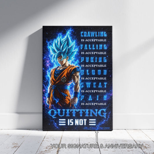 Dragon Ball Canvas Wall Art - DR103 - Super Saiyan Blue Goku - Quitting Is Not