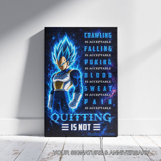 Dragon Ball Canvas Wall Art - DR104 - Super Saiyan Blue Vegeta - Quitting Is Not