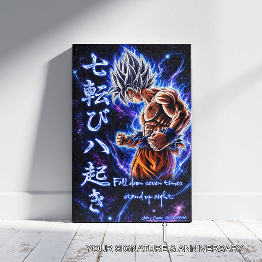 Dragon Ball Canvas Wall Art - DR105 - Ultra Instinct Goku - Fall Down Seven Times Stand Up Eight