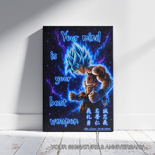 Dragon Ball Canvas Wall Art - DR108 - Super Saiyan Blue Goku - Your Mind Is Your Best Weapon
