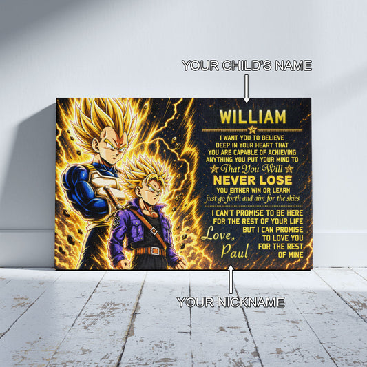 Dragon Ball Canvas Wall Art - DR111 - Vegeta - Trunks - To My Son From Dad Meaningful Gift for Son