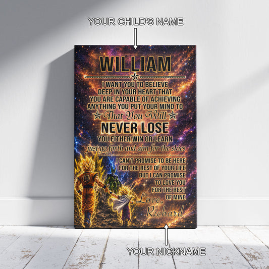 Dragon Ball Canvas Wall Art - DR113 - Goku - Gohan - To My Son From Dad Meaningful Gift for Son