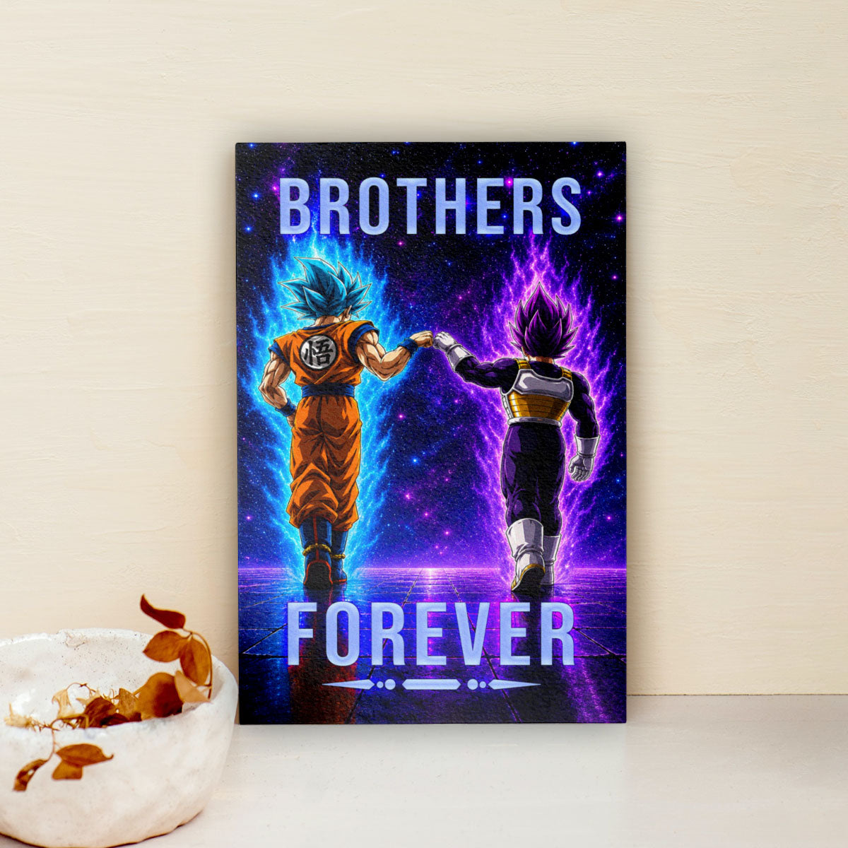 Dragon Ball Canvas Wall Art - DR118 - Saiyan Blue Goku - Ultra Ego Vegeta - Brothers Forever