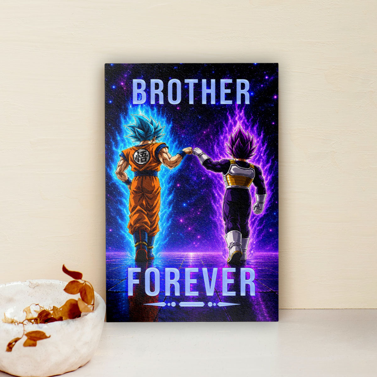 Dragon Ball Canvas Wall Art - DR119 - Saiyan Blue Goku - Ultra Ego Vegeta - Brother Forever