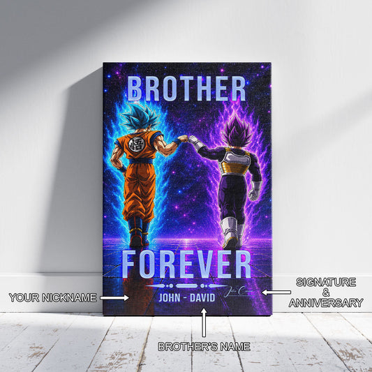 Dragon Ball Canvas Wall Art - DR119 - Saiyan Blue Goku - Ultra Ego Vegeta - Brother Forever