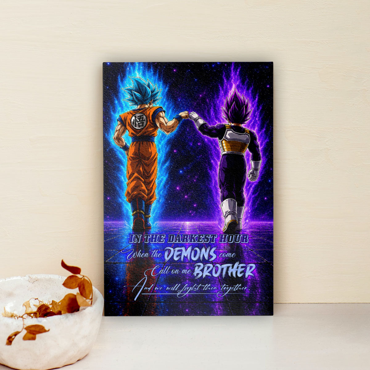 Dragon Ball Canvas Wall Art - DR122 - Saiyan Blue Goku - Ultra Ego Vegeta - Call On Me Brother