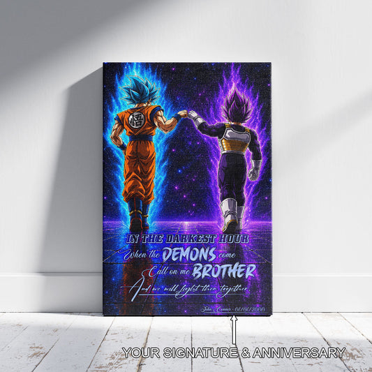 Dragon Ball Canvas Wall Art - DR122 - Saiyan Blue Goku - Ultra Ego Vegeta - Call On Me Brother
