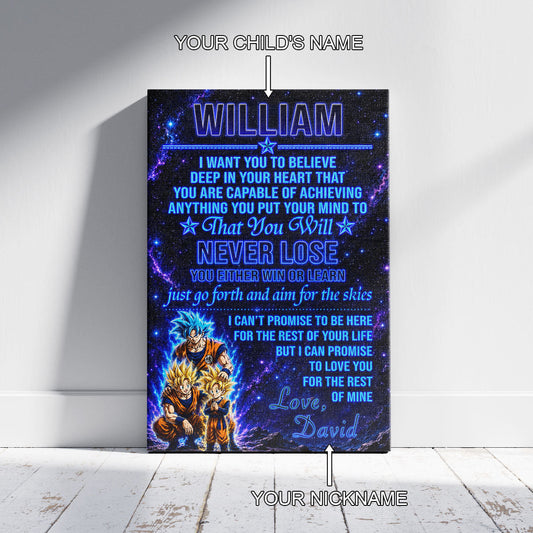 Dragon Ball Canvas Wall Art - DR124 - Goku - Gohan - To My Son From Dad Meaningful Gift for Son