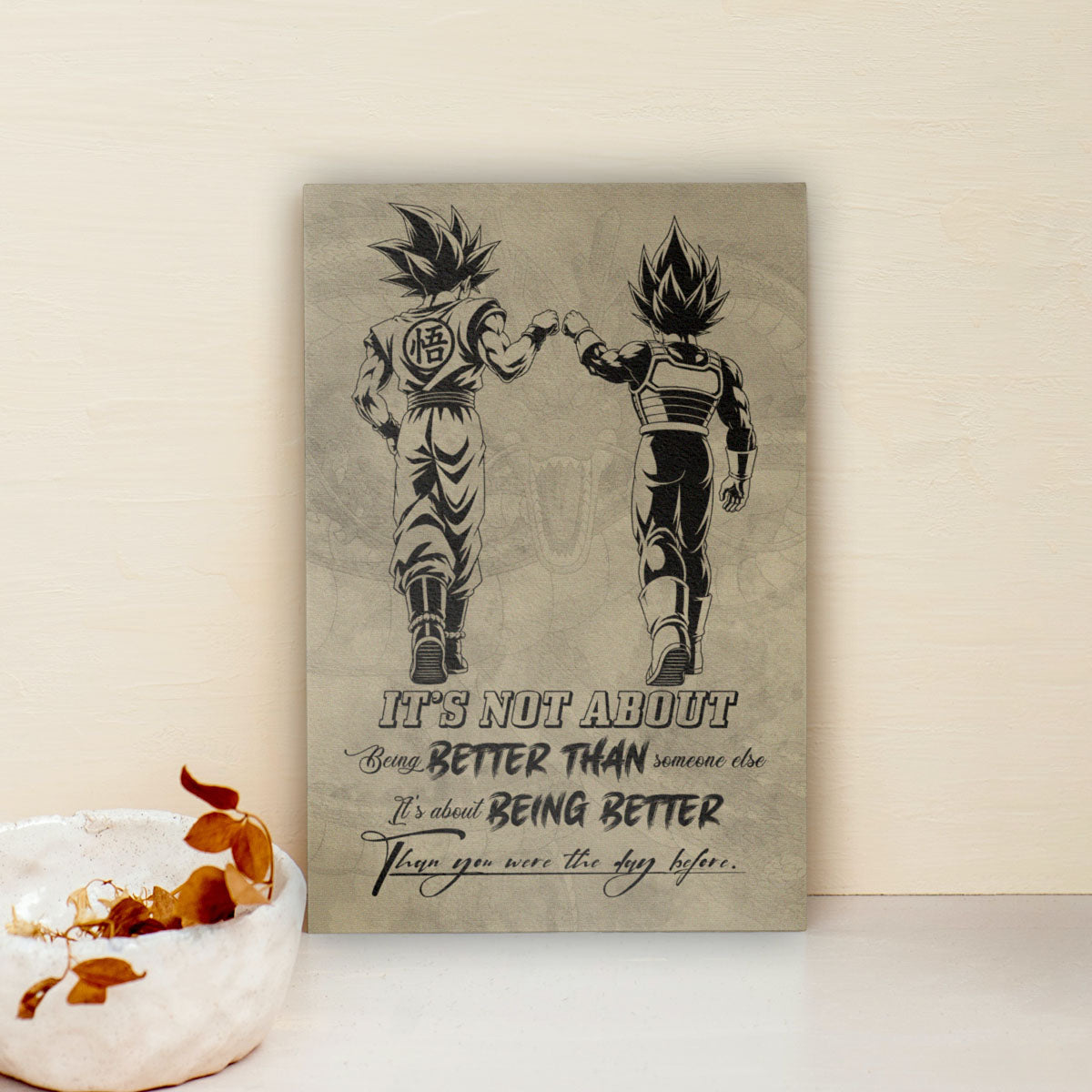 Dragon Ball Canvas Wall Art - DR129 - Goku - Vegeta - Being Better Than Yesterday