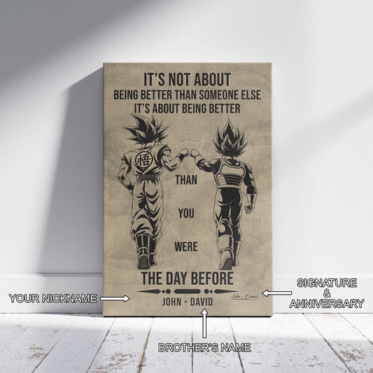 Dragon Ball Canvas Wall Art - DR130 - Goku - Vegeta - Being Better Than Yesterday