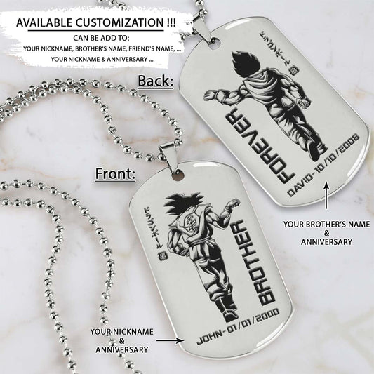 Dragon Ball Dog Tag - Brother Forever - Goku - Vegeta - Dragon Ball Necklace - Engrave Dog Tag