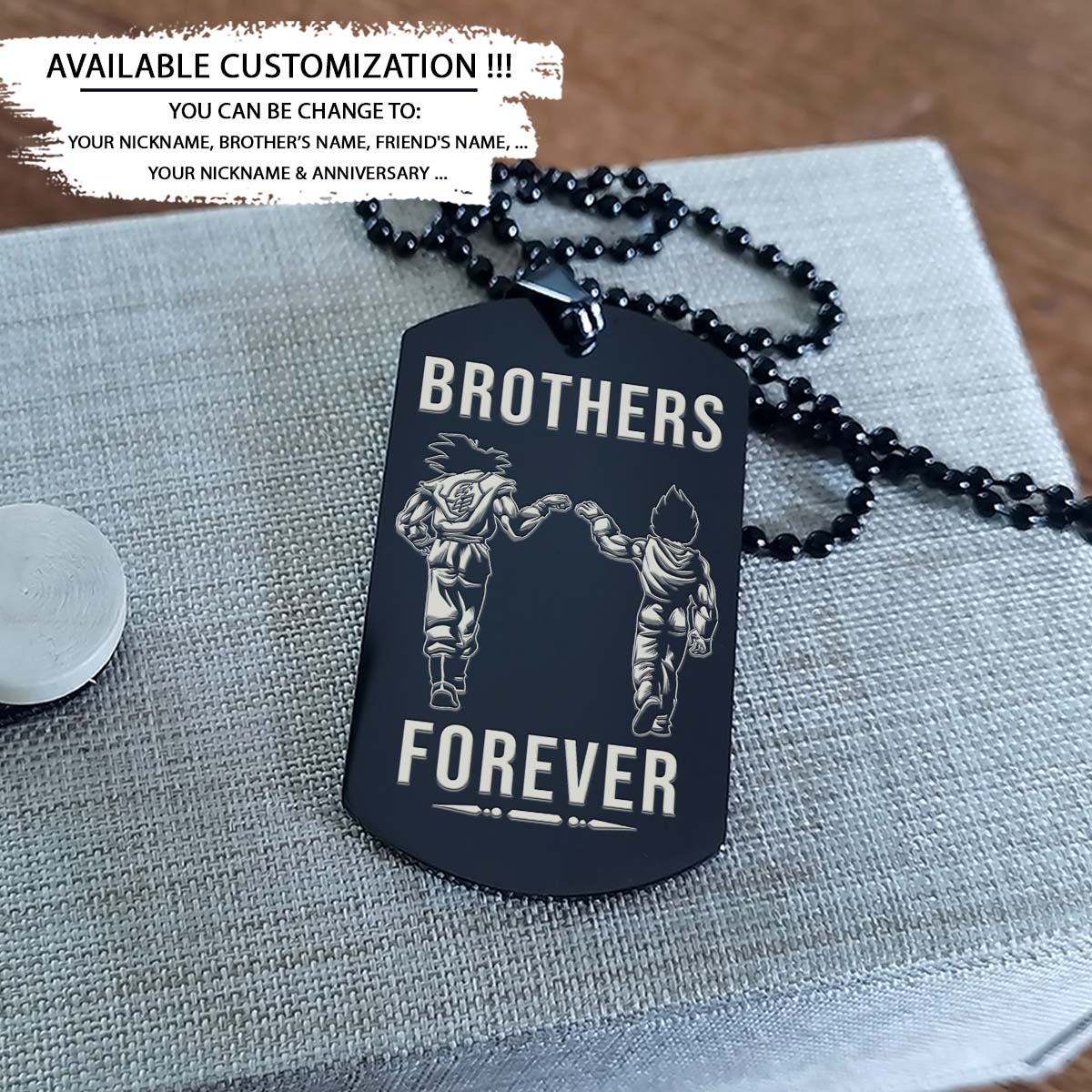 Dragon Ball Dog Tag - Brothers Forever - Call On Me Brother - Goku - Vegeta - Dragon Ball Necklace - Engrave Dog Tag