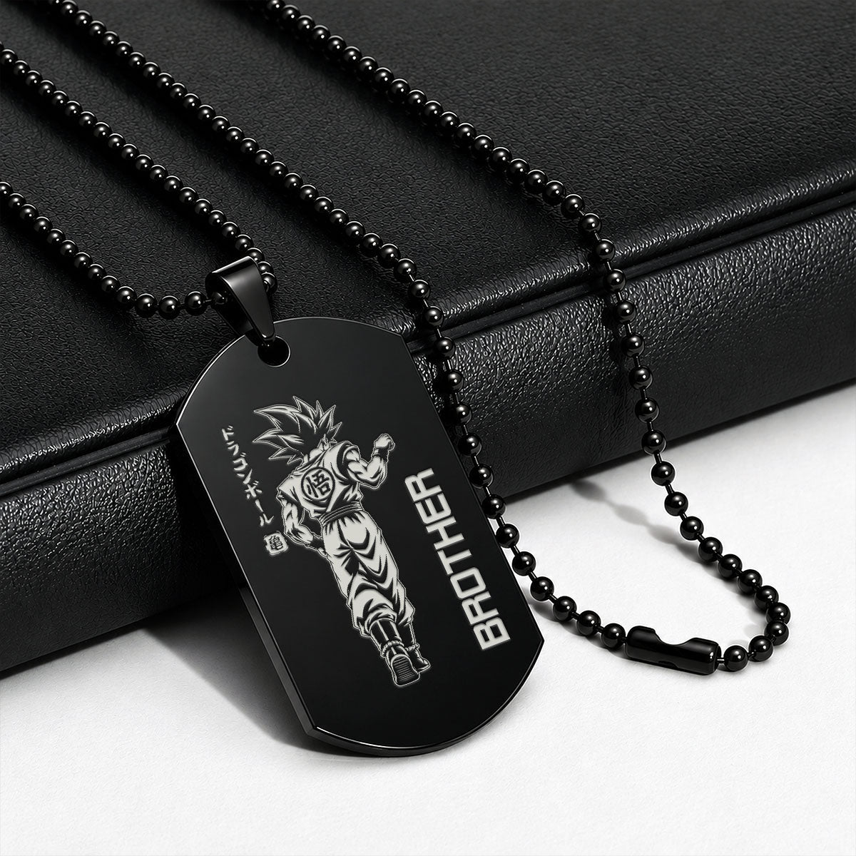 Dragon Ball Engraved Dog Tag Necklace - DRD071 - Goku - Vegeta - Brother Forever - Military Ball Chain - 316L Stainless Steel