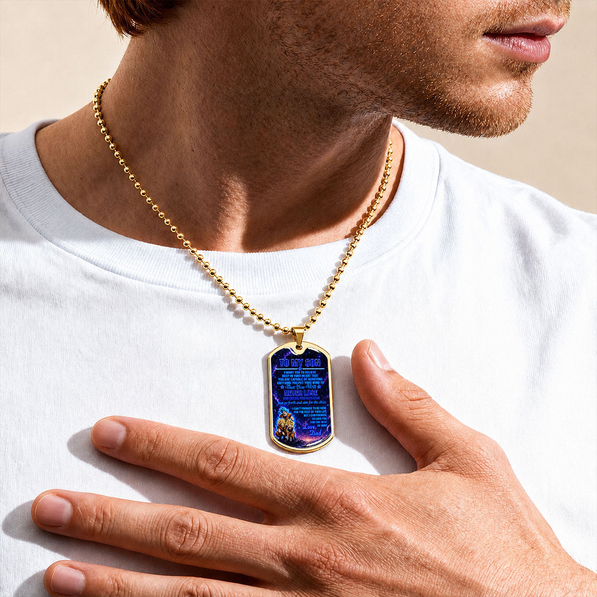 Dragon Ball Dog Tag Necklace - DRDL124 - Goku - Gohan - To My Son From Dad - Gift for DBZ Fans - Military Ball Chain