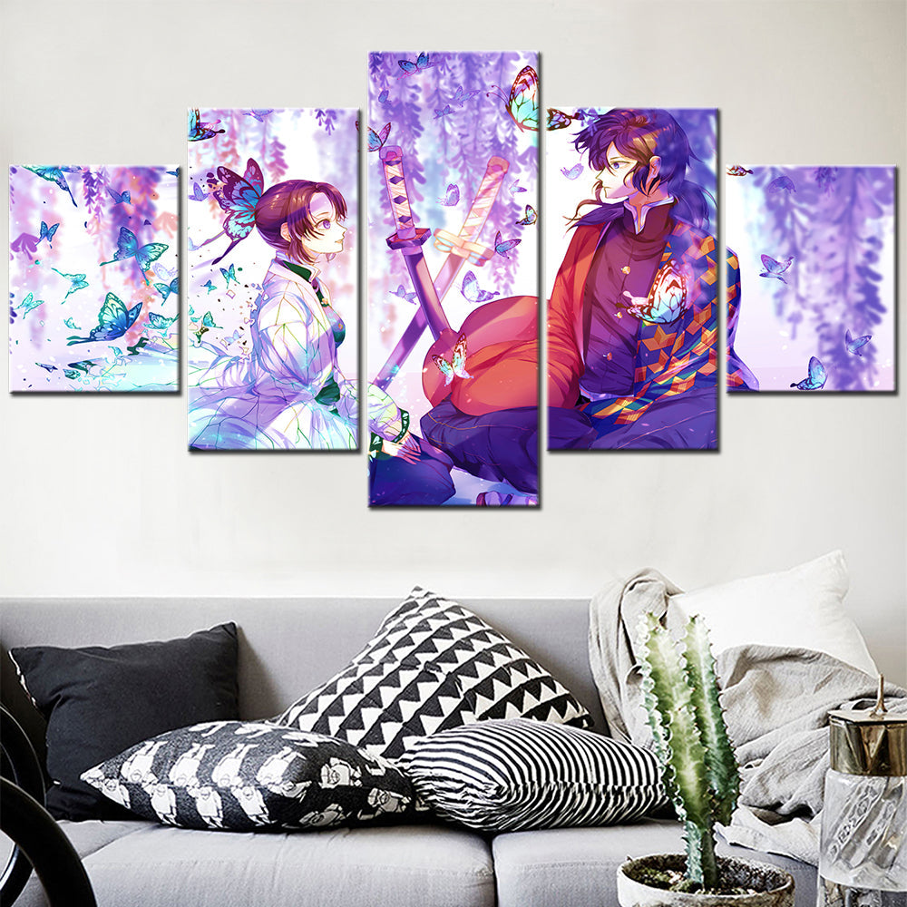 Demon Slayer - Kimetsu no Yaiba - 5 Pieces Wall Art - Kochou Shinobu - Tomioka Giyuu - Demon Slayer Poster - Demon Slayer Wall Art