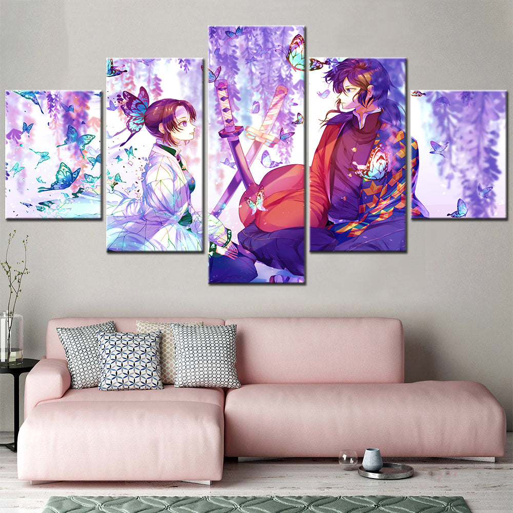 Demon Slayer - Kimetsu no Yaiba - 5 Pieces Wall Art - Kochou Shinobu - Tomioka Giyuu - Demon Slayer Poster - Demon Slayer Wall Art