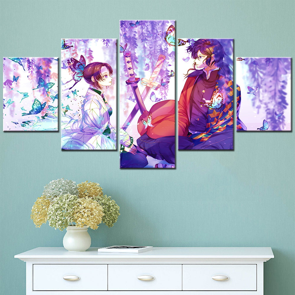 Demon Slayer - Kimetsu no Yaiba - 5 Pieces Wall Art - Kochou Shinobu - Tomioka Giyuu - Demon Slayer Poster - Demon Slayer Wall Art