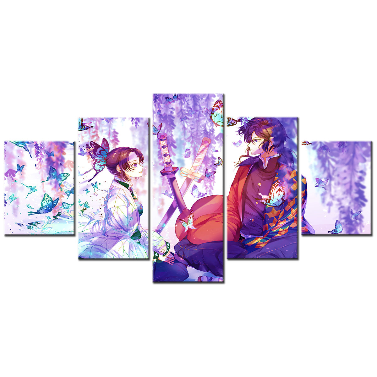 Demon Slayer - Kimetsu no Yaiba - 5 Pieces Wall Art - Kochou Shinobu - Tomioka Giyuu - Demon Slayer Poster - Demon Slayer Wall Art