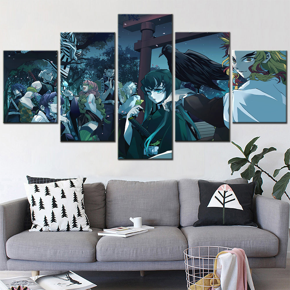 Demon Slayer - Kimetsu no Yaiba - 5 Pieces Wall Art - Rengoku Kyoujurou - Tokitou Muichirou - Shinazugawa Sanemi - Himejima Gyoumei - Kanroji Mitsuri - Kochou Shinobu - Uzui Tengen - Demon Slayer Poster - Demon Slayer Wall Art