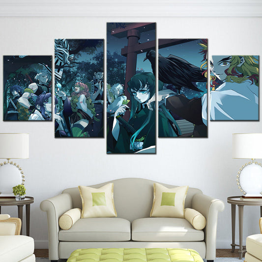 Demon Slayer - Kimetsu no Yaiba - 5 Pieces Wall Art - Rengoku Kyoujurou - Tokitou Muichirou - Shinazugawa Sanemi - Himejima Gyoumei - Kanroji Mitsuri - Kochou Shinobu - Uzui Tengen - Demon Slayer Poster - Demon Slayer Wall Art