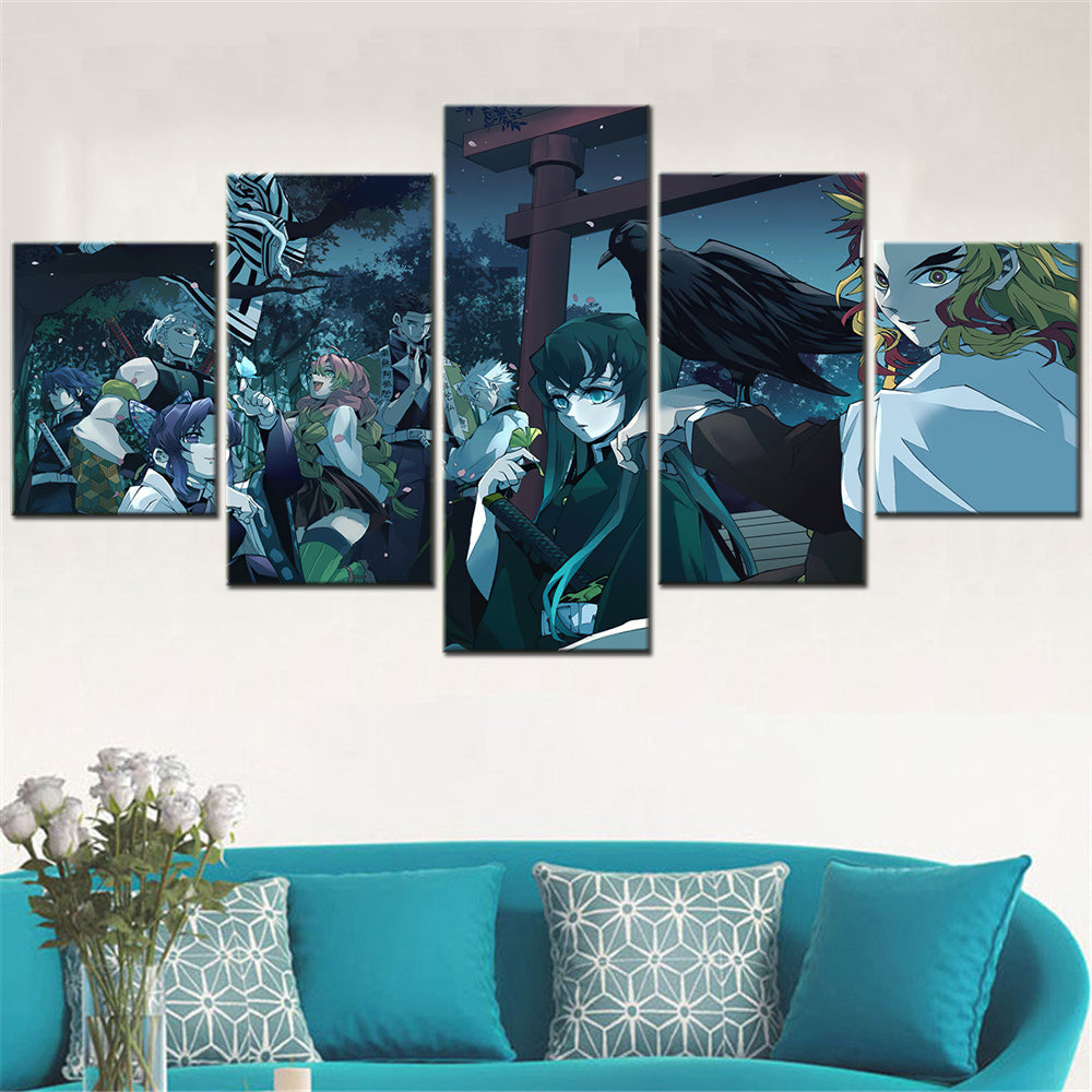 Demon Slayer - Kimetsu no Yaiba - 5 Pieces Wall Art - Rengoku Kyoujurou - Tokitou Muichirou - Shinazugawa Sanemi - Himejima Gyoumei - Kanroji Mitsuri - Kochou Shinobu - Uzui Tengen - Demon Slayer Poster - Demon Slayer Wall Art