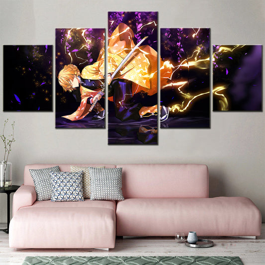 Demon Slayer - Kimetsu no Yaiba - 5 Pieces Wall Art - Zenitsu Agatsuma 2 - Demon Slayer Poster - Demon Slayer Wall Art