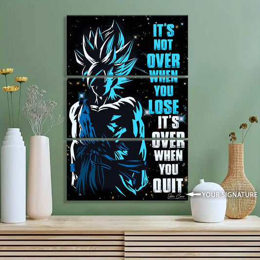 Dragon Ball - 3 Piece Wall Art - DR048 - It's Not Over When You Lose - Goku - Super Saiyan Blue - Dragon Ball Canvas
