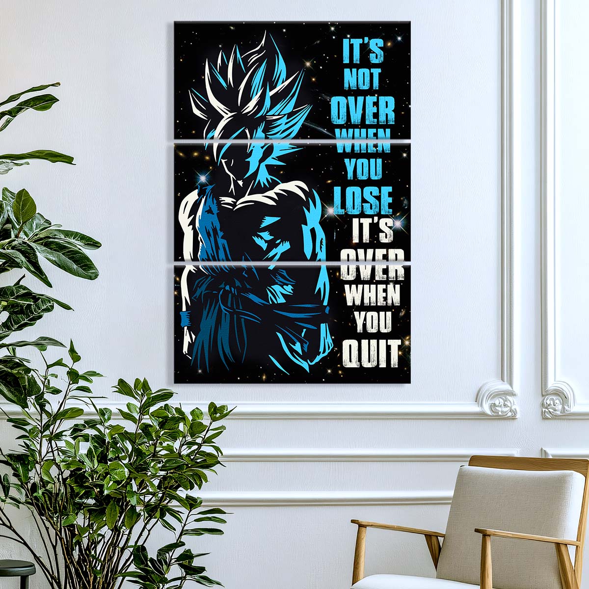 Dragon Ball - 3 Piece Wall Art - DR048 - It's Not Over When You Lose - Goku - Super Saiyan Blue - Dragon Ball Canvas